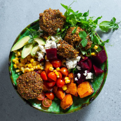 Rainbow sorghum buddha bowl