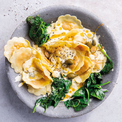 Ravioli with gorgonzola cream