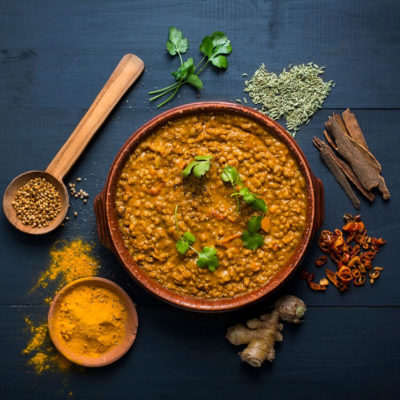 Spicy coconut lentil soup