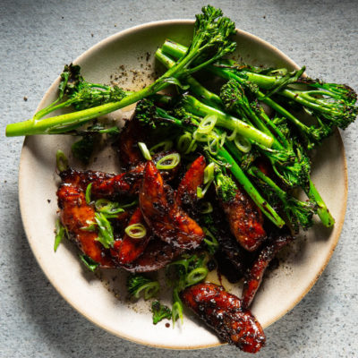 Sticky chicken and broccoli