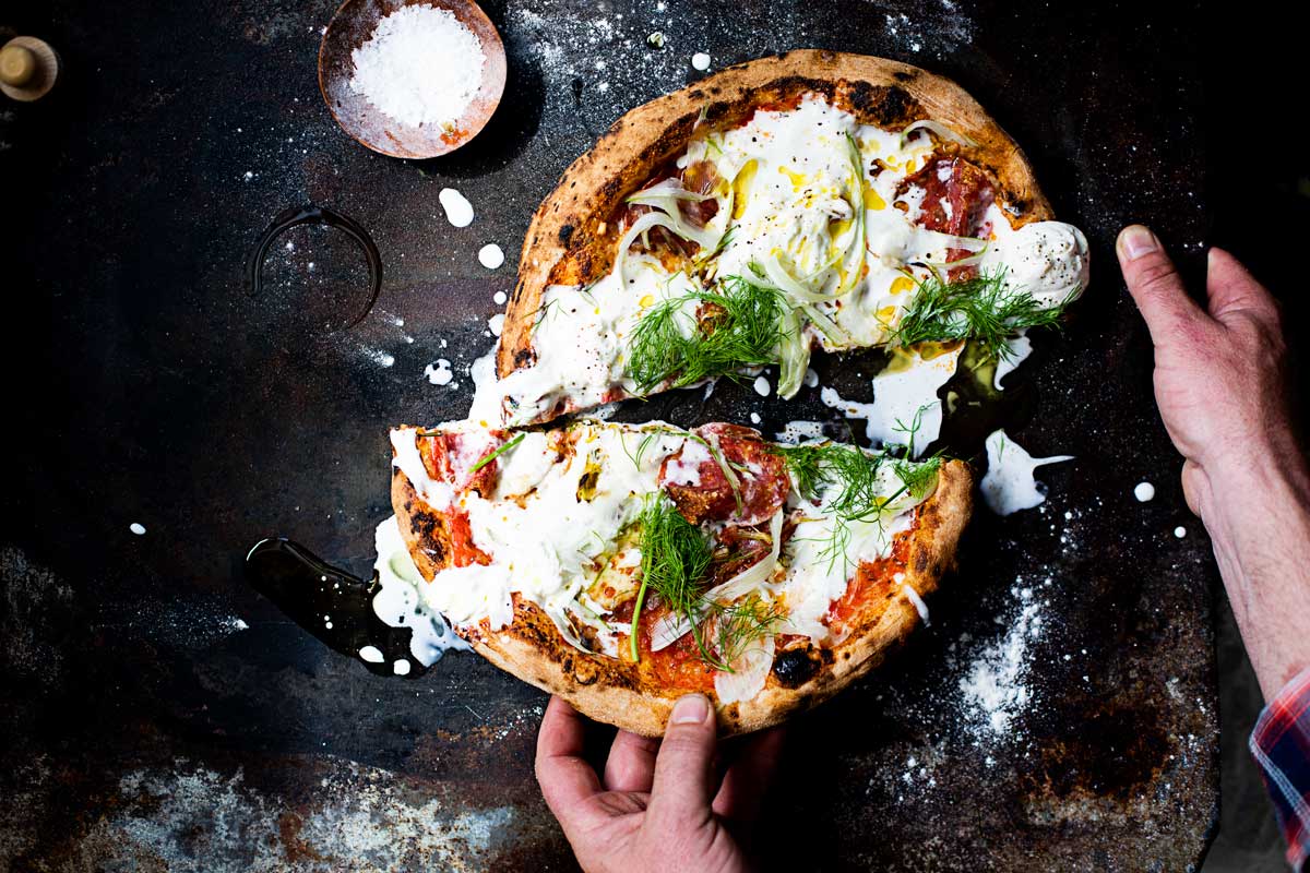 THE-ROGUE SALAMI FENNEL AND STRACCIATELLA OR BURRATA pizza