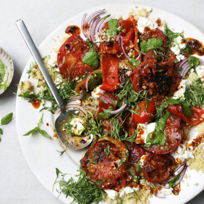 Braaied tomato-and-bulgur wheat salad