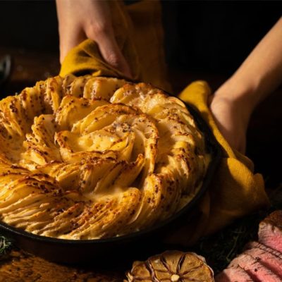 Flavourful steak and potato bake with Maille mustard