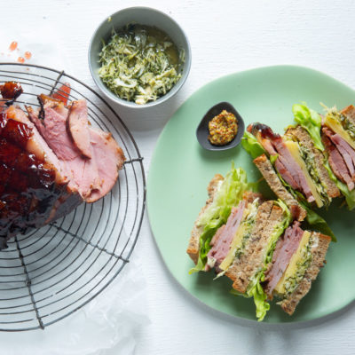 Grape-glazed gammon sandwich