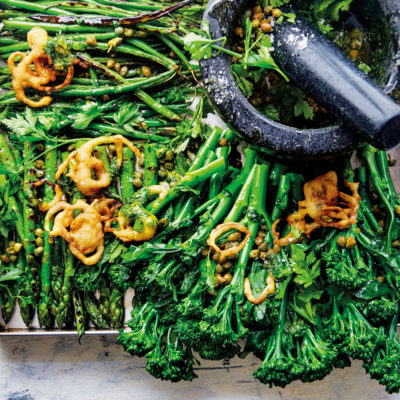 Grilled broccoli salad