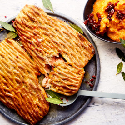 Norwegian salmon with pastry lattice