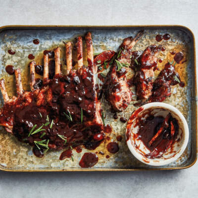 Sticky blueberry-and-soya pork ribs