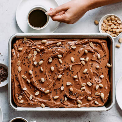 Milk chocolate caramel sheet cake