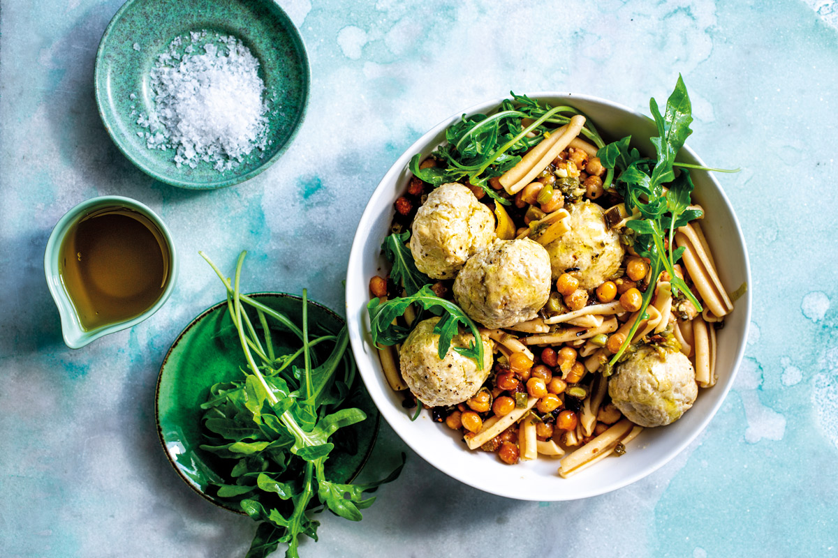 chicken-dumplings-on-baked-chickpeas