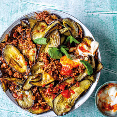 Harissa lamb-and-brinjal bake