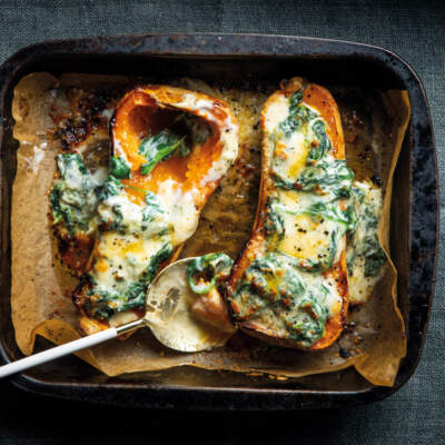 Seven colours creamed spinach stuffed butternut