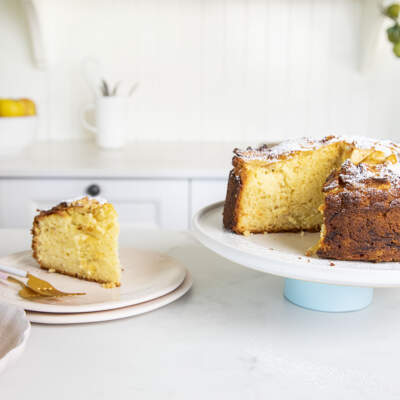 Bake this beautiful, rustic apple and yoghurt cake