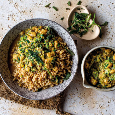 Toasted barley with creamy butter beans