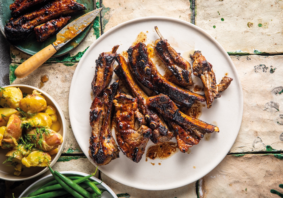 lamb ribbetjies with coconut, lime and chilli