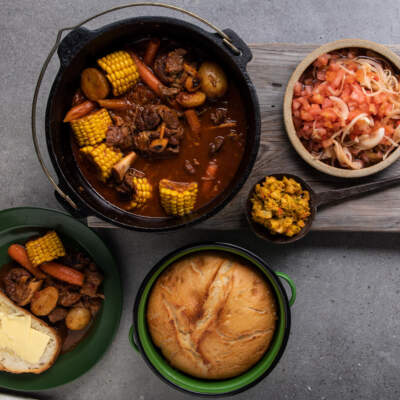 Lamb knuckle potjie with grandma’s pot bread