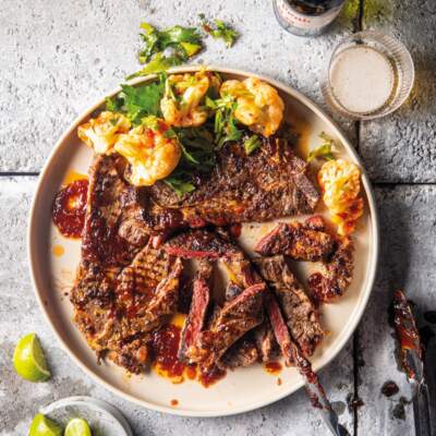 Shisanyama-style chuck with harissa cauliflower salad