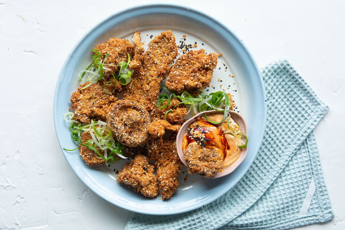 Crunchy crumbed mushrooms