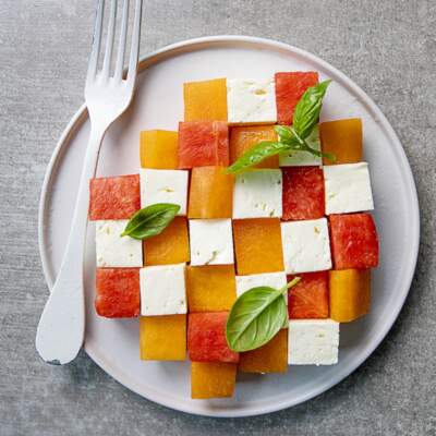 Melon-and-watermelon “chess” salad