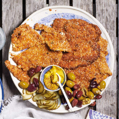 Sesame crumbed chicken schnitzel