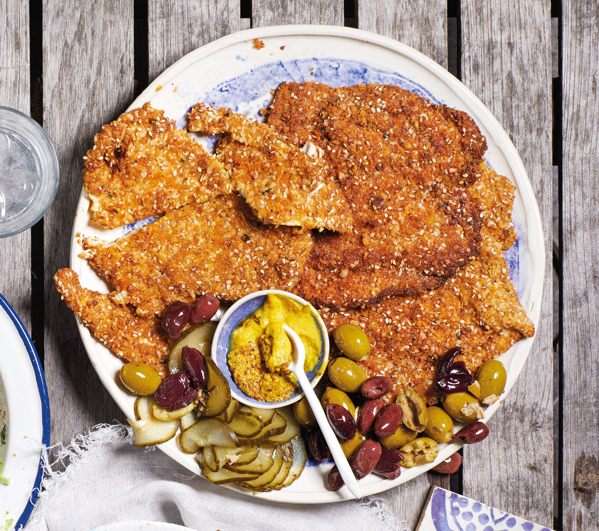 sesame crumbed chicken schnitzel