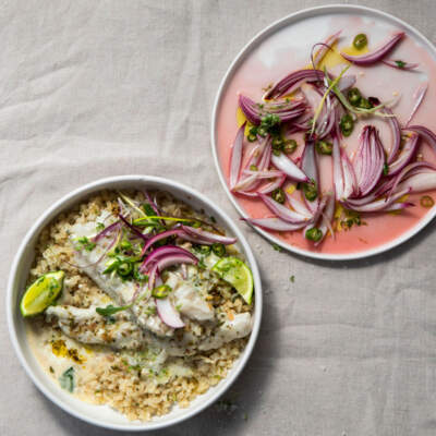 30-minute coconut hake with cauliflower rice