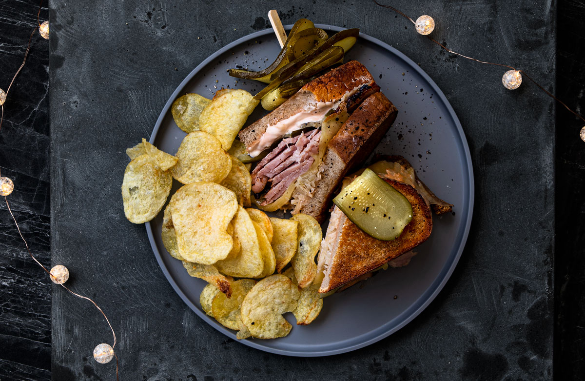 Leftover gammon Reuben sandwich