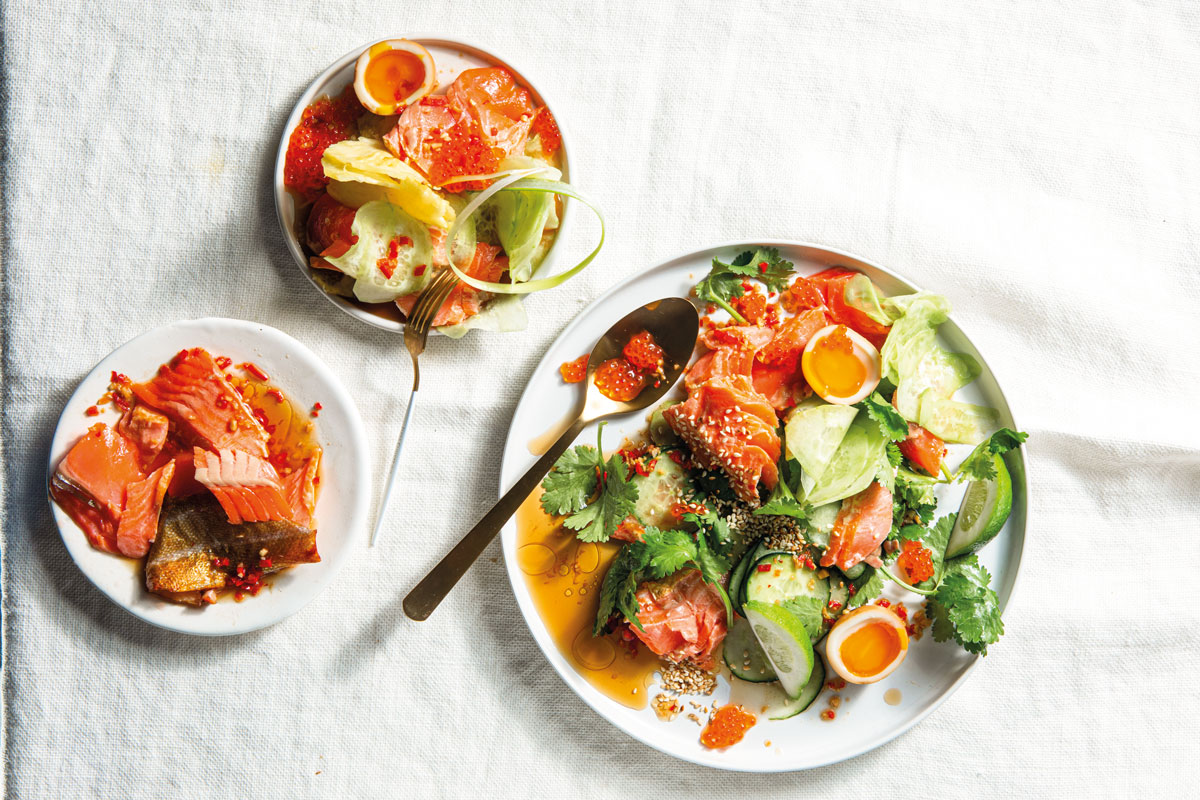 Smoked-trout-with-marinated-eggs