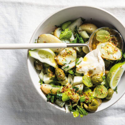 Potato salad with preserved lemon crème fraîche