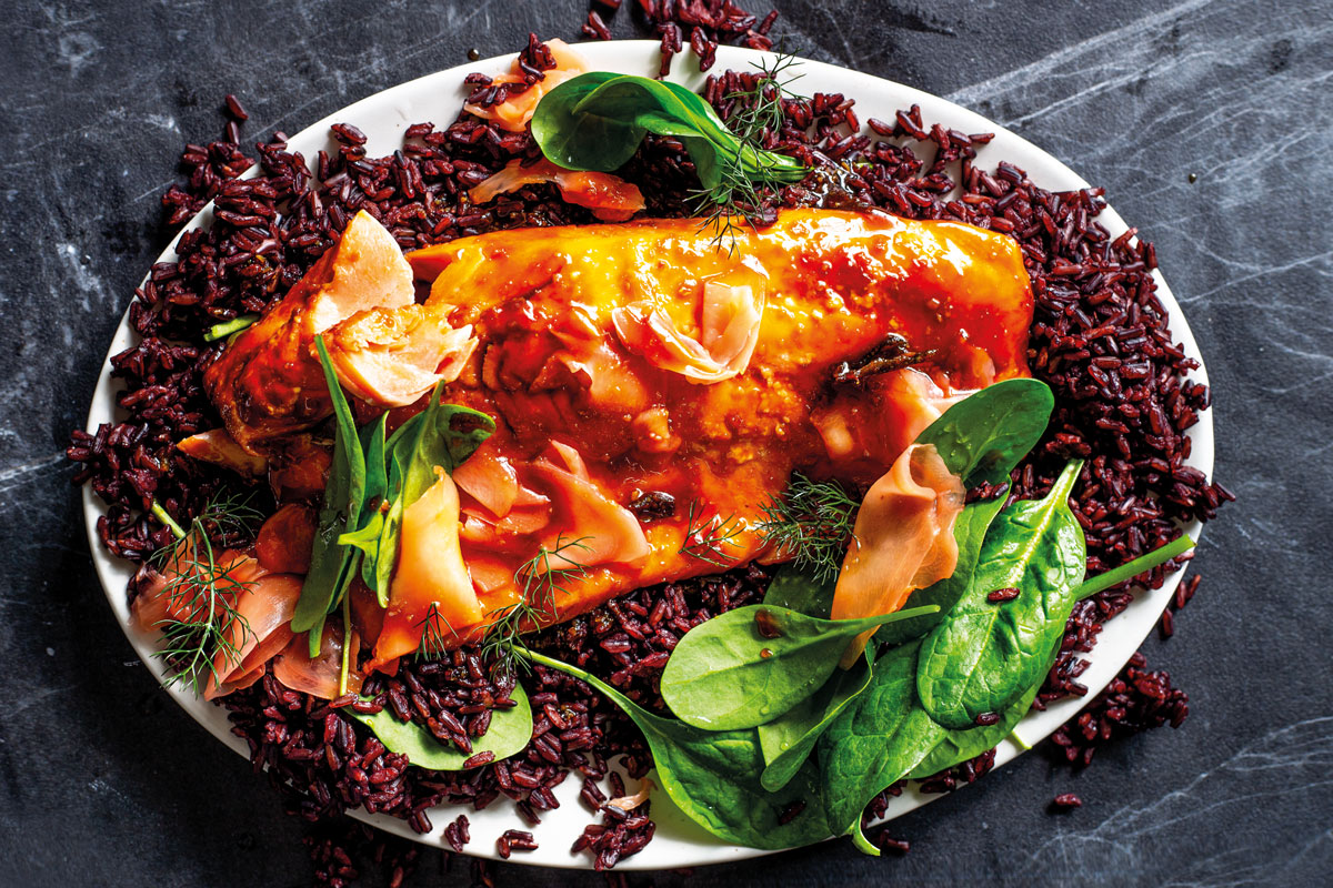Miso-glazed trout