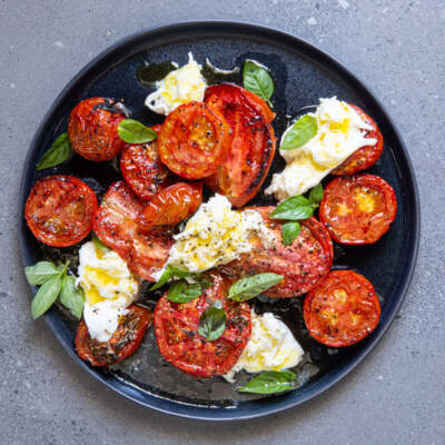 Roast tomato Caprese salad