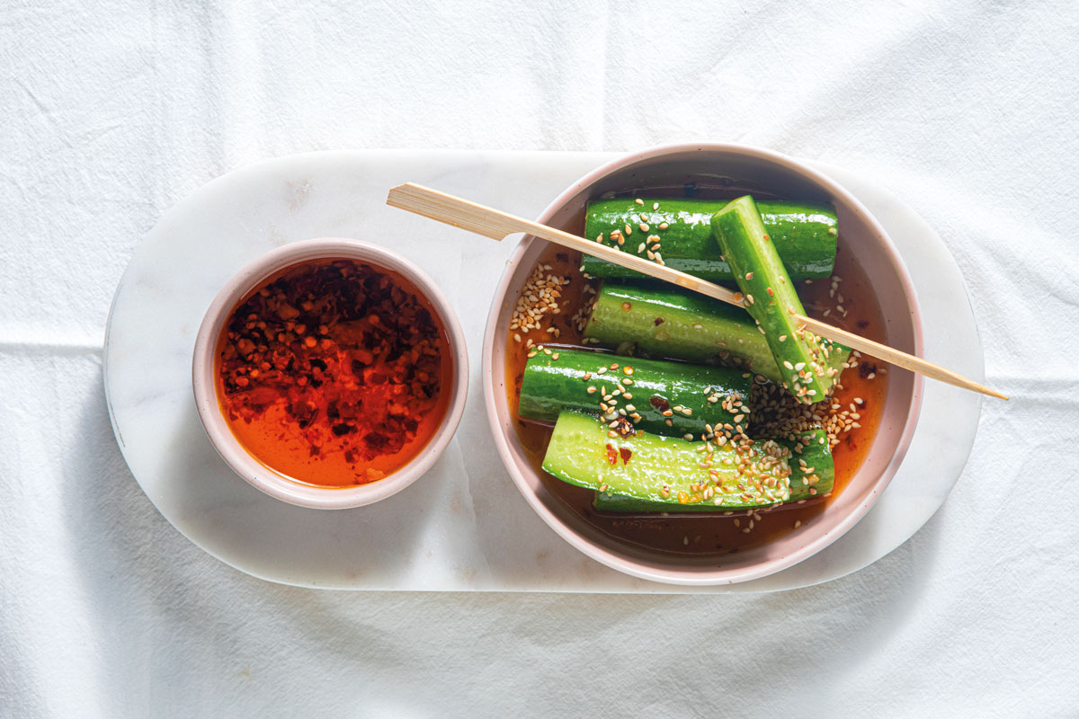 Cucumber salad with chilli oil