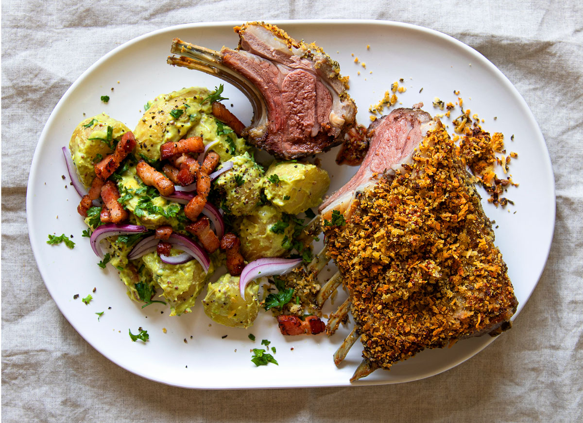 Herb-crusted lamb rack