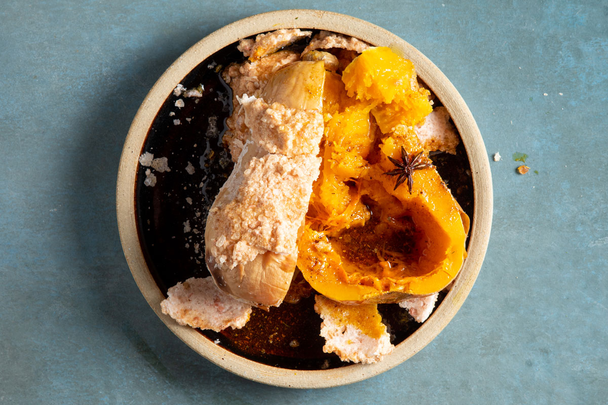 Salt-baked butternut with four-spice butter