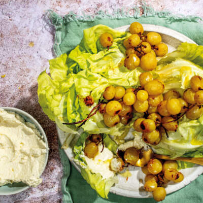 Roast grape and whipped feta salad