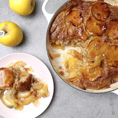 Caramel double apple pudding