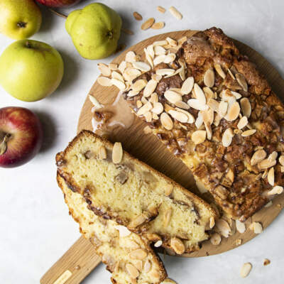 Apple-and-pear fritter tray bake