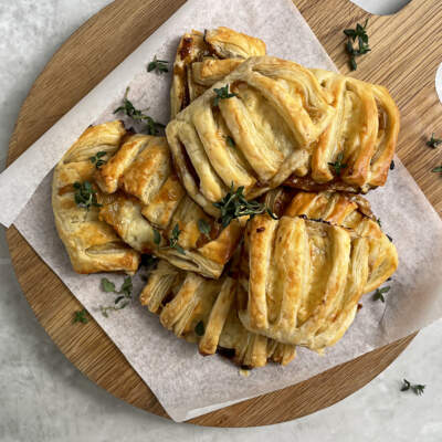 Apple-and-pear gruyère mini tarts