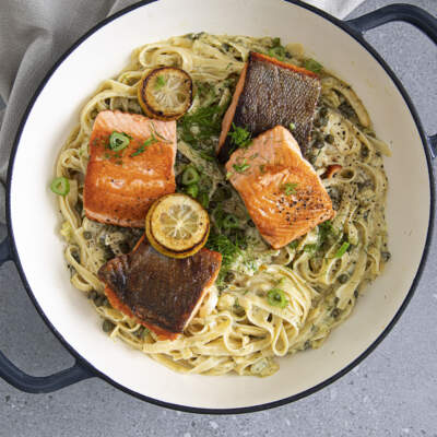 30-minute creamy trout pasta