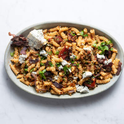 Biltong, blue cheese and sundried tomato pasta salad