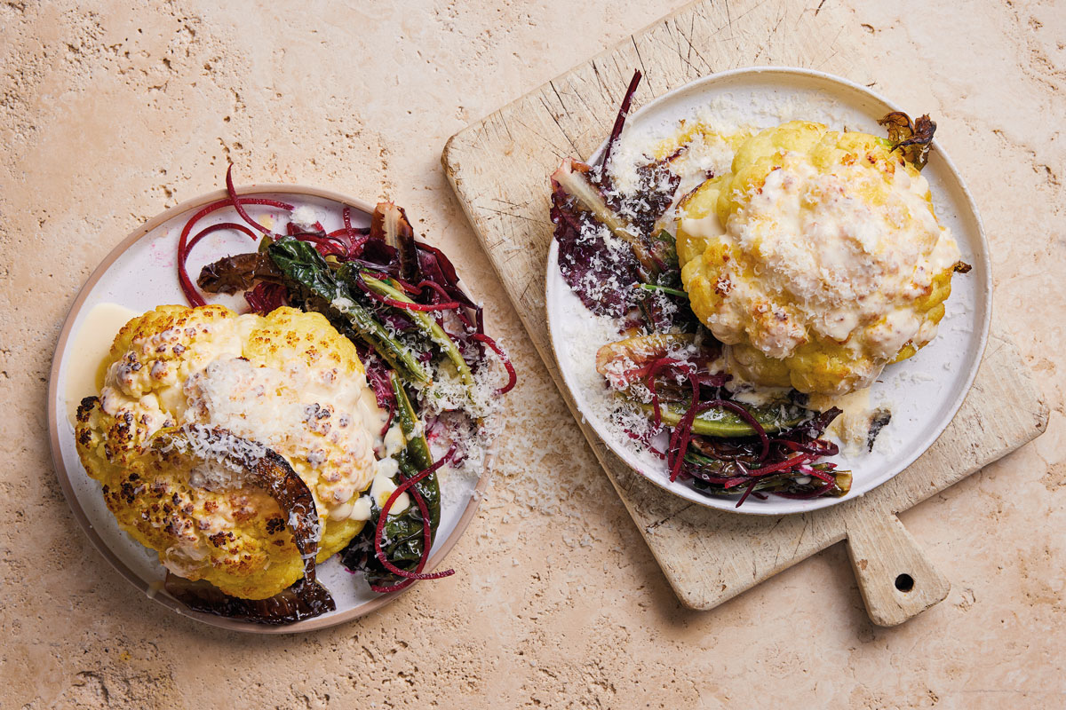 Roast cauliflower with cheese sauce