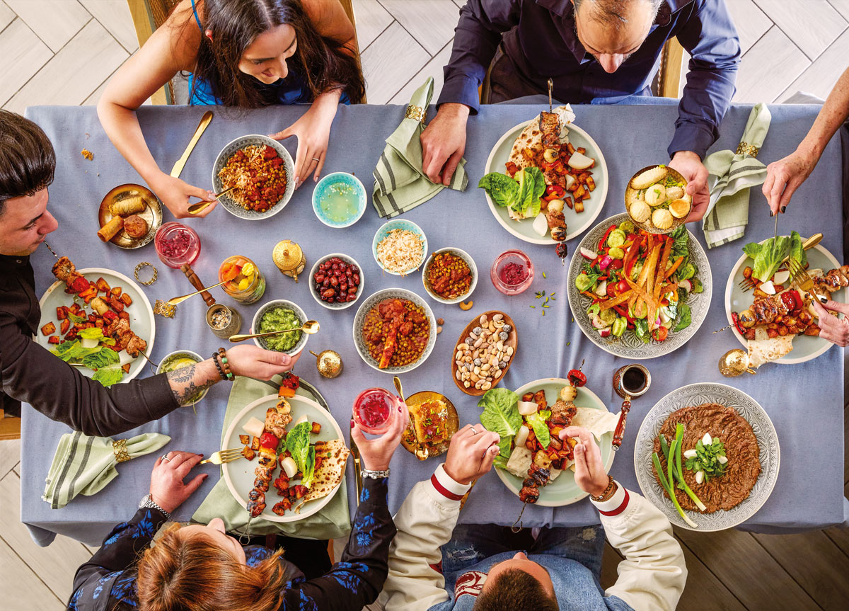 Arial view of Teddy Zaki family table