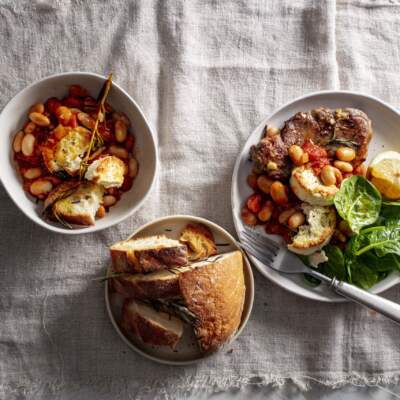 Lamb steaks with baked butter beans