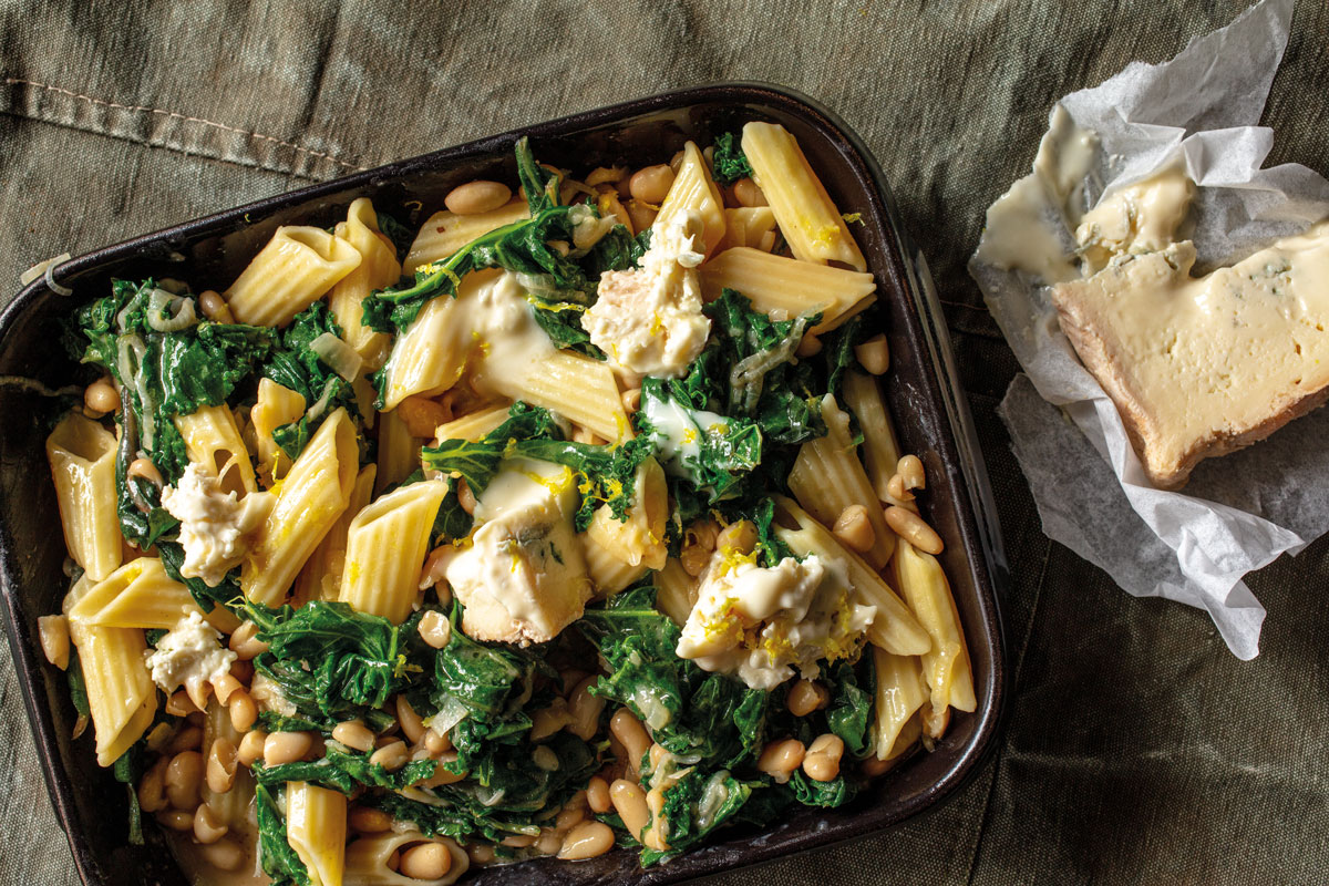 Beans and greens with pasta