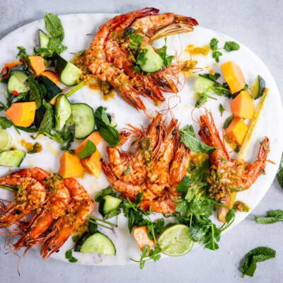 Brown butter prawns