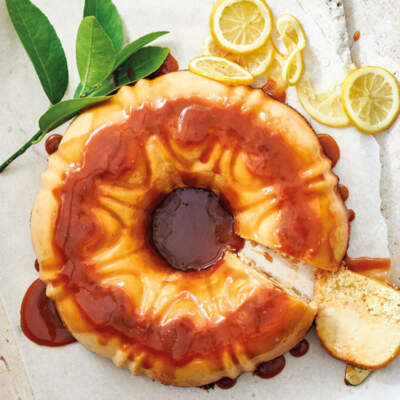 Impossible citrus flan cake