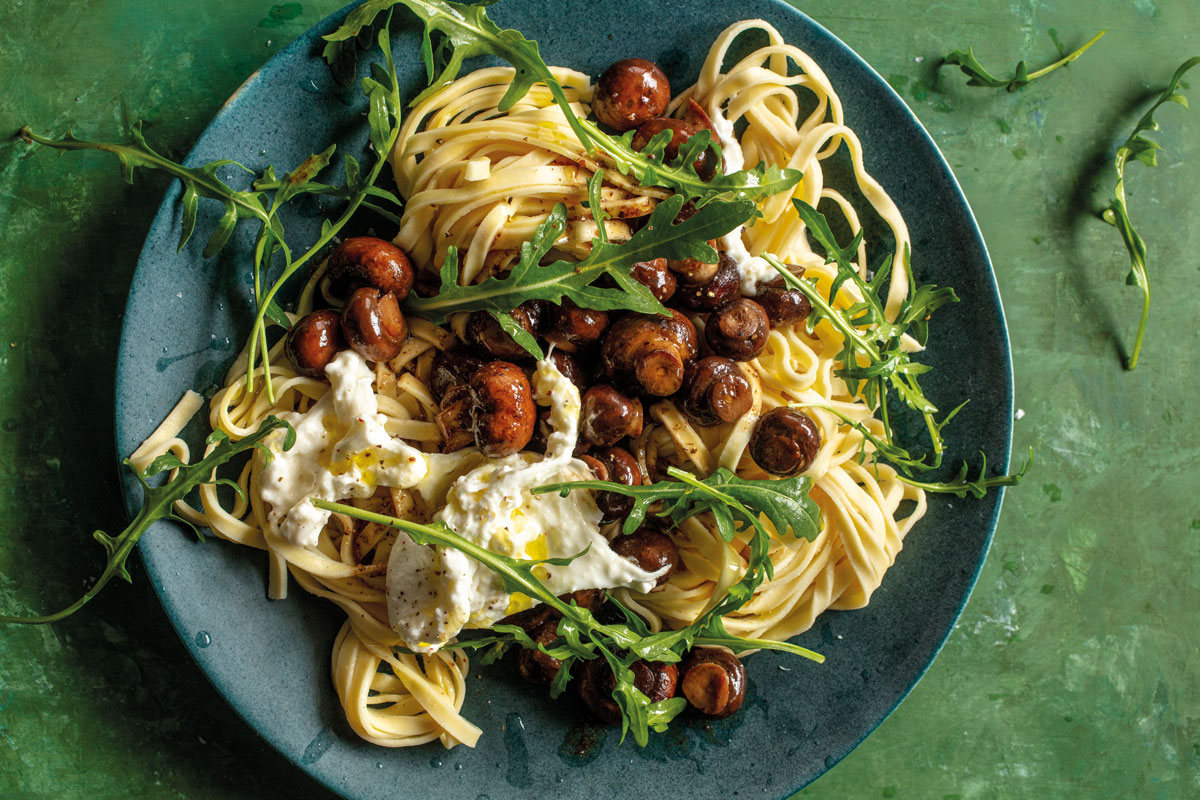 Mushroom-and-rosemary fettuccine