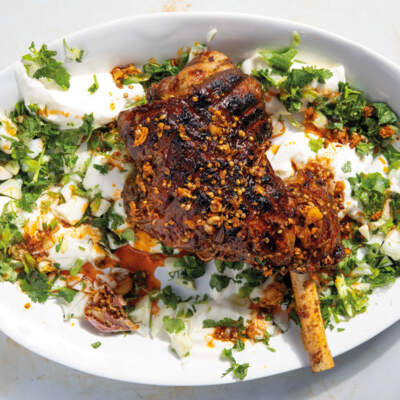 Greek leg of lamb with toum