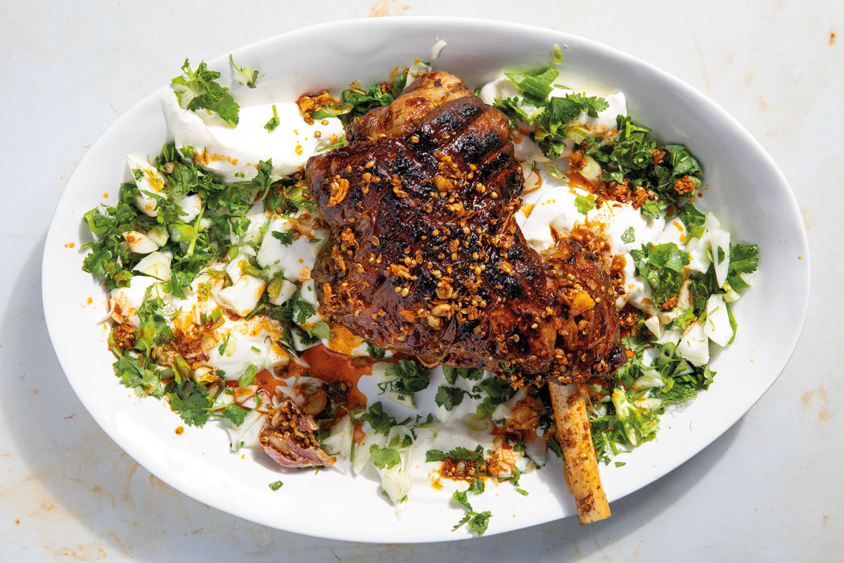 Greek leg of lamb with toum