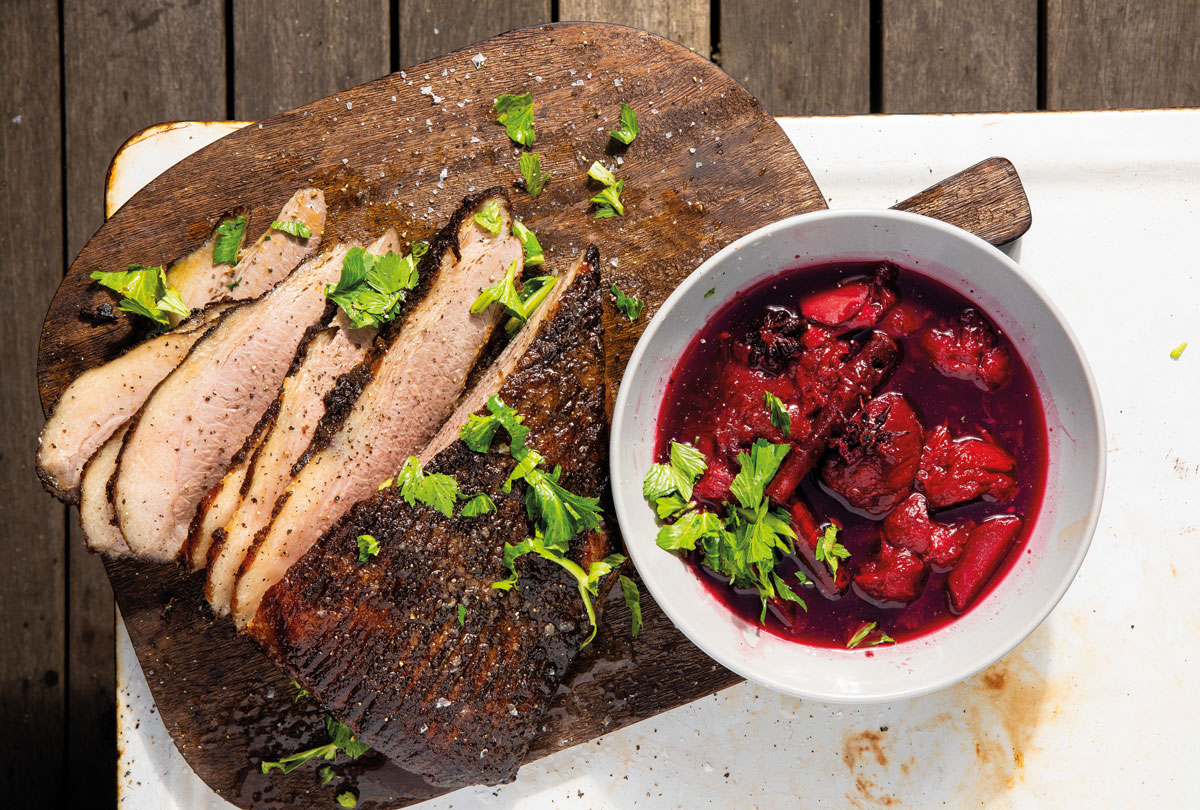 Brisket with sweet-and-sour plums