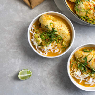 Coconut laksa chicken noodles